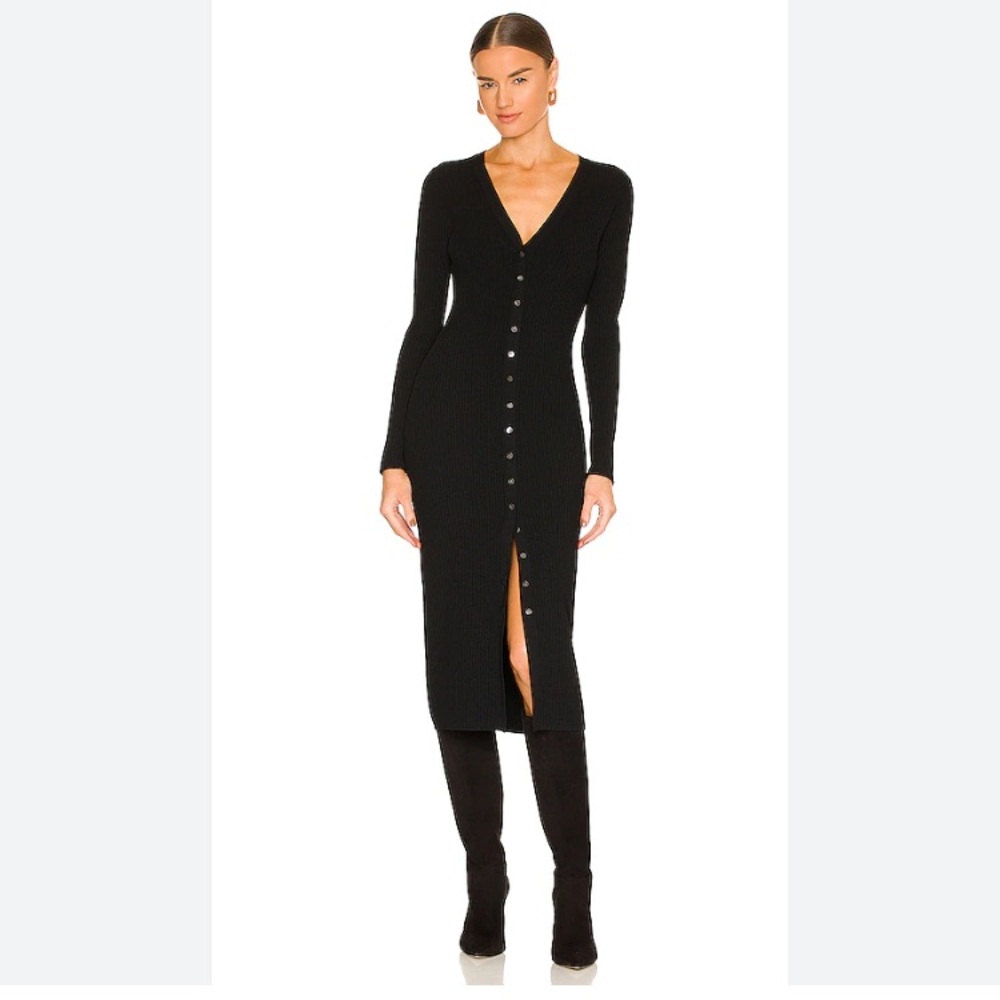 525 America Women's Black Button-Up Long Rib Cardigan Size L :)